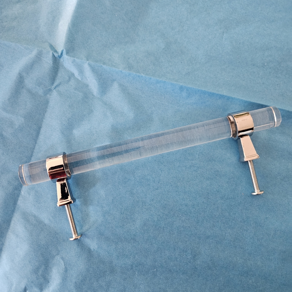 Clear Acrylic Drawer Pull with Silver Accents